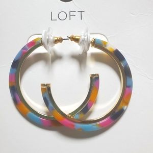 Loft Multi-Color Resin Hoop Earrings with Gold Finish